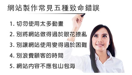 網站應避免的五種錯誤。